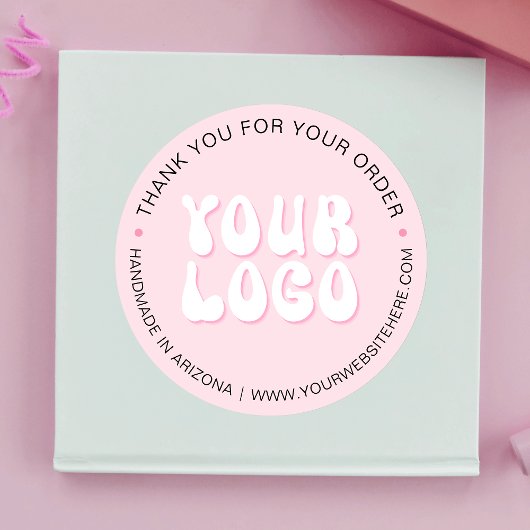 Blush Pink Retro Company Branded Business Logo Ronde Sticker
