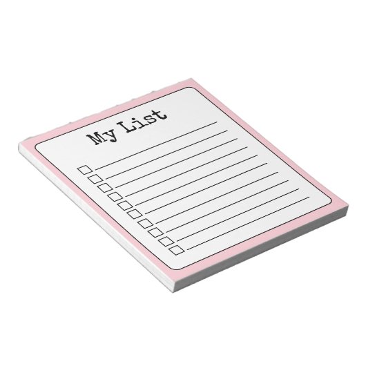 Blush Pink Retro Custom Checklist Ingelijnd Notitieblok (Schuin)