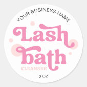 Blush Pink Retro Lash Bath Foam Cleanser Ronde Sticker (Voorkant)
