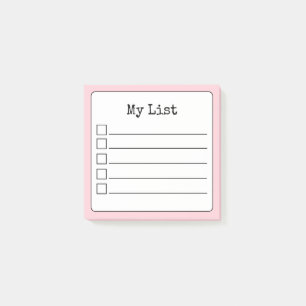 Blush Pink Retro Lined Checklist Post-it® Notes