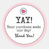 Blush Pink Retro met Heart Business Bedankt Ronde Sticker (Voorkant)