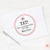 Blush Pink Retro met Heart Business Bedankt Ronde Sticker (Envelop)