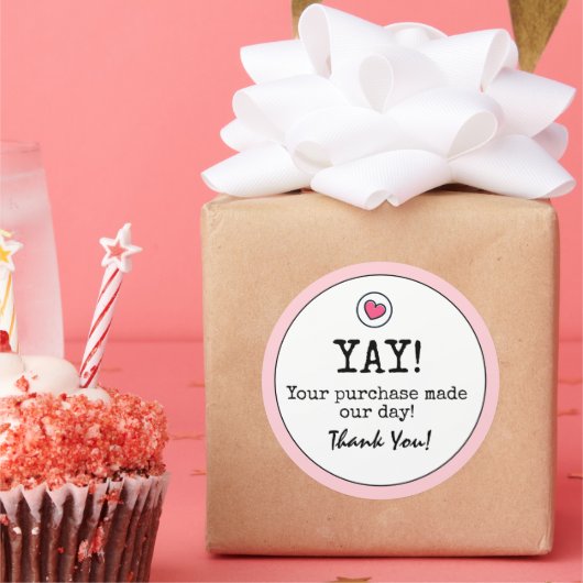 Blush Pink Retro met Heart Business Bedankt Ronde Sticker (Feest)