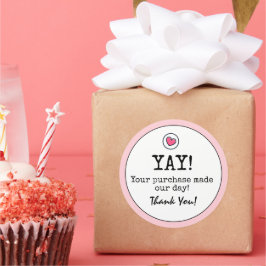 Blush Pink Retro met Heart Business Bedankt Ronde Sticker