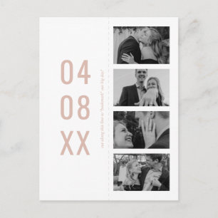 Blush Pink Retro Photo Bladwijzer Bewaar de datum Uitnodiging Briefkaart