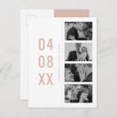 Blush Pink Retro Photo Bladwijzer Bewaar de datum Uitnodiging Briefkaart (Voorkant / Achterkant)