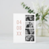 Blush Pink Retro Photo Bladwijzer Bewaar de datum Uitnodiging Briefkaart (Staand voorkant)