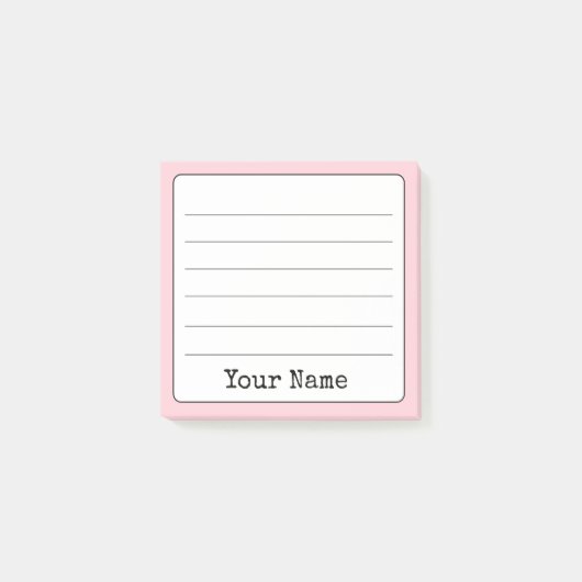 Blush Pink Retro Voeg Jouw naam toe gevoerd Post-it® Notes (Voorkant)
