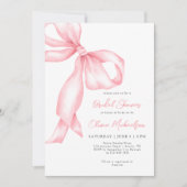 Blush Pink Ribbon Bow Coquette Vrijgezellenfeest Kaart (Voorkant)