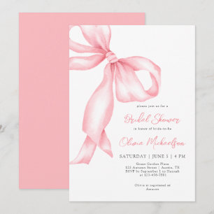 Blush Pink Ribbon Bow Coquette Vrijgezellenfeest Kaart