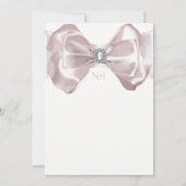 Blush Pink Ribbon Bow & Diamonds Chic Uitnodiginge Kaart (Achterkant)