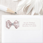 Blush Pink Ribbon & Diamonds Elegant Invitation Etiket (Insitu)