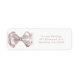 Blush Pink Ribbon & Diamonds Elegant Invitation Etiket