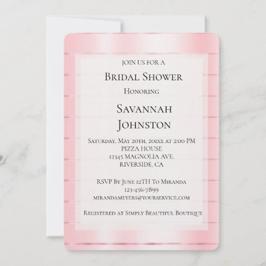 Blush Pink Ribbon Vrijgezellenfeest Kaart (Voorkant)