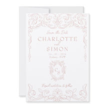 Blush Pink Rococo Save the Date Kaart