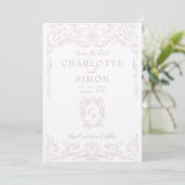 Blush Pink Rococo Save the Date Kaart (Staand voorkant)