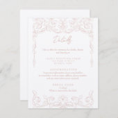 Blush Pink Rococo Wedding Details Kaart (Voorkant / Achterkant)