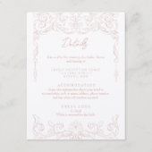 Blush Pink Rococo Wedding Details Kaart (Voorkant)