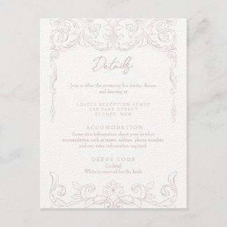 Blush Pink Rococo Wedding Details Kaart