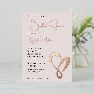 Blush Pink Romantic Love Heart Vrijgezellenfeest Folie Uitnodiging