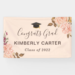 Blush Pink Roos Afstuderen Graduation Party Spandoek
