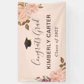 Blush Pink Roos Afstuderen Graduation Party Spandoek (Verticaal)