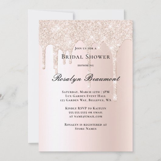 Blush Pink Roos Champagne Vrijgezellenfeest Kaart (Voorkant)