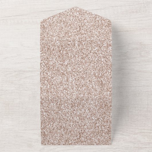 Blush Pink Roos Glitter Hecht All In One Uitnodiging (Buitenkant)