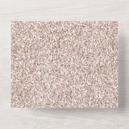 Blush Pink Roos Glitter Hecht All In One Uitnodiging (Achterkant)