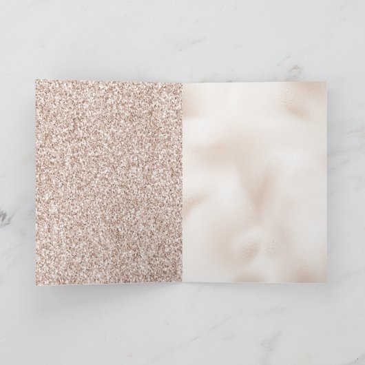 Blush Pink Roos Glitz Hearts Kaart (Binnen)