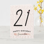 Blush Pink & Roos Gold 21 Verjaardag Kaart (Gele Bloem)