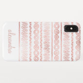 Blush Pink - Roos Gold Boho Pattern Monogram Case-Mate iPhone Case (Achterkant (horizontaal))