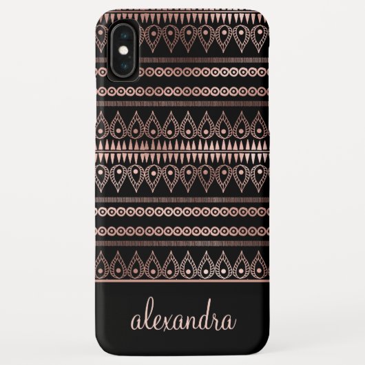 Blush Pink - Roos Gold Boho Pattern Monogram Case-Mate iPhone Case (Achterkant)