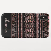 Blush Pink - Roos Gold Boho Pattern Monogram Case-Mate iPhone Case (Achterkant (horizontaal))