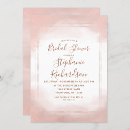 Blush Pink & Roos Gold Bridal Shower Invitation Kaart