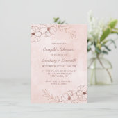 Blush Pink & Roos Gold Couple's Wedding Shower Kaart (Staand voorkant)