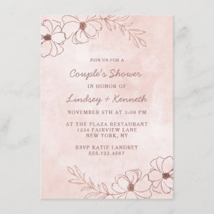 Blush Pink & Roos Gold Couple's Wedding Shower Kaart