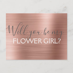 Blush Pink - Roos Gold Elegant Bloemenmeisje Uitnodiging Briefkaart