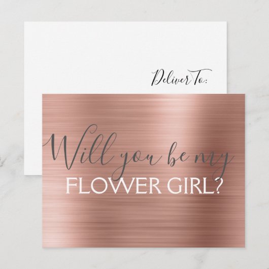 Blush Pink - Roos Gold Elegant Bloemenmeisje Uitnodiging Briefkaart (Voorkant / Achterkant)