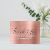 Blush Pink | Roos Gold Elegant Wedding Dank u Briefkaart (Staand voorkant)