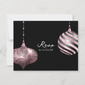 Blush Pink, Roos Gold en Black Christmas Wedding RSVP Kaartje (Voorkant)