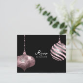 Blush Pink, Roos Gold en Black Christmas Wedding RSVP Kaartje (Staand voorkant)