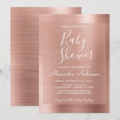 Blush Pink - Roos Gold Foil Baby shower Uitnodigin Kaart (Voorkant / Achterkant)