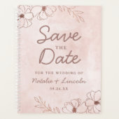 Blush Pink & Roos Gold Foil Save the Date Wedding Planner (Voorkant)