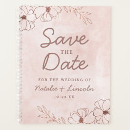 Blush Pink & Roos Gold Foil Save the Date Wedding Planner