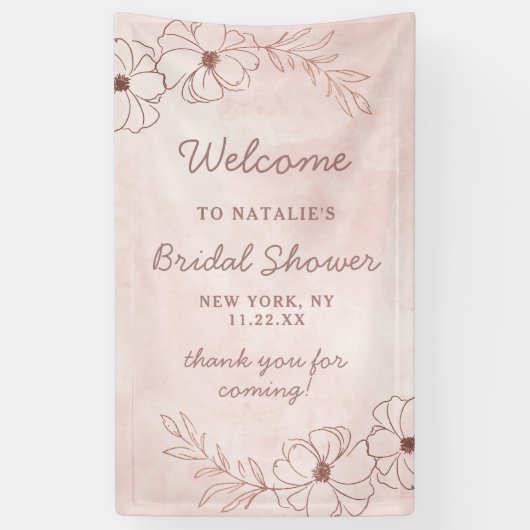 Blush Pink & Roos Gold Foil Vrijgezellenfeest Welk Spandoek (Verticaal)