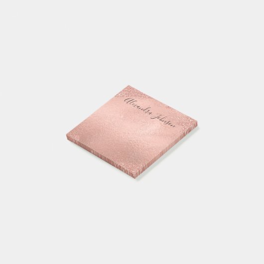 Blush Pink - Roos Gold Folie Brush Stroke Post-it® Notes (Schuin)