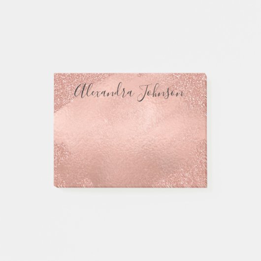 Blush Pink - Roos Gold Folie Brush Stroke Post-it® Notes (Voorkant)