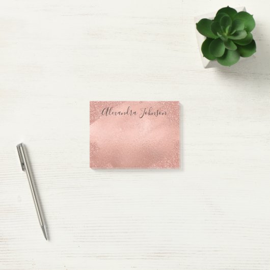 Blush Pink - Roos Gold Folie Brush Stroke Post-it® Notes (Kantoor)