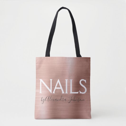 Blush Pink - Roos Gold Folie Nails - Salon Tote Bag (Voorkant)